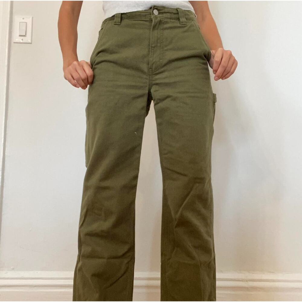 Tna Aritzia Tan Gray Carpenter Straight Leg Utility Pants Jeans Women's size 4